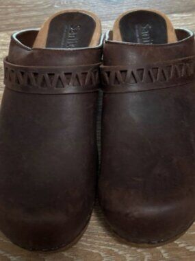 Sanita Brown Leather Clogs